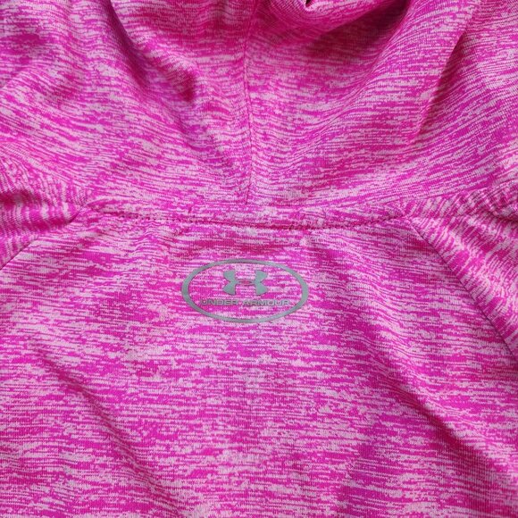Under Armour Sweatshirt Women Medium Pink Heather Hoodie Vneck Running - Picture 6 of 7